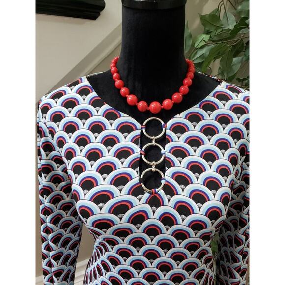 MSK Women's Multicolor Polyester Round Neck Long Sleeve Knee Length Dress Small - Picture 2 of 13